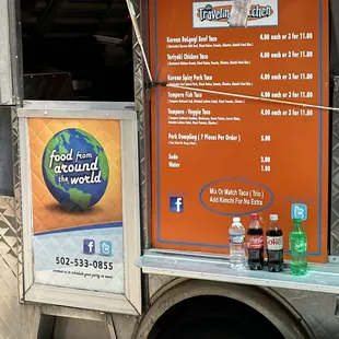 a food truck with a menu