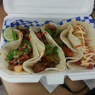 Beef, Chicken and Fish Taco Trio