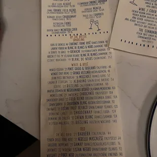 a menu and a plate of food