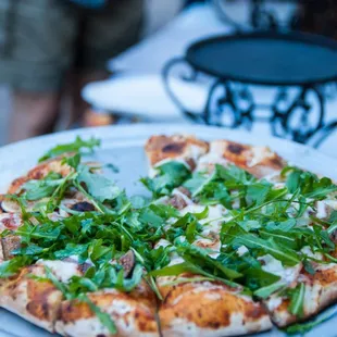 a plate of pizza on a table