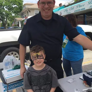 My son and Officer Larry.  He was very kind to my son and showed him a bunch of CSI type things (fingerprints.. Foot impressions)