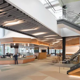 the interior of a modern office building