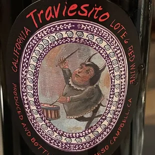 the label on a bottle of wine