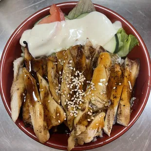a close up of a bowl of food