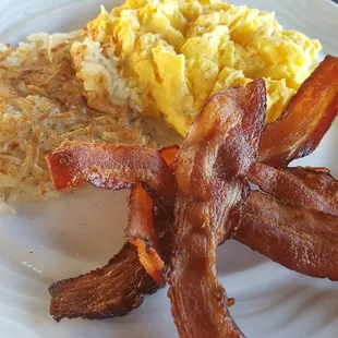 Eggs any style with hash and bacon