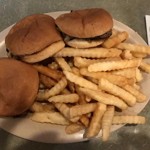 Sliders and fries