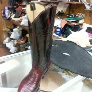 Red cherry alligator bottom and calf top