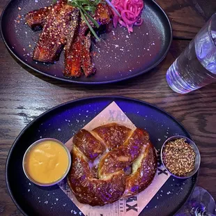 Bacon Candy and Fresh Baked Pretzel - delish ways to start the meal!