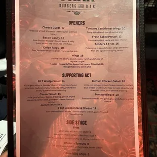 Menu, as of 9/5/24.