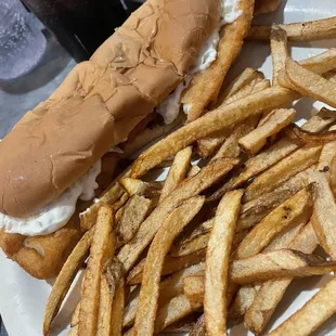 Norwegian Cod sandwich and fries