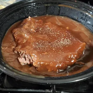 Swiss steak and French fries