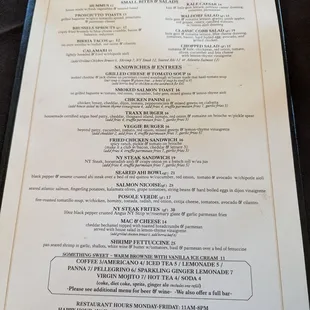 Menu as of June 2024