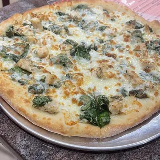 White Chicken Spinach Pizza