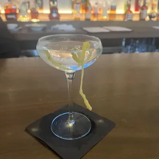 Dry gin martini with lemon twist