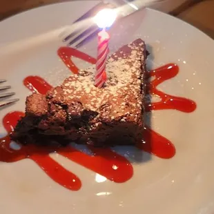 Celebratory dessert our waitress ordered for us celebrating our first year anniversary!