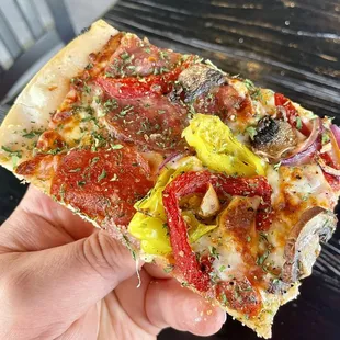 Slice of the excellent "Extra Fancy" pizza