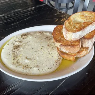 Fresh, hand-pulled mozzarella. Delicious and huge. Get this!