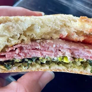 Cross section of the excellent Italian hoagie