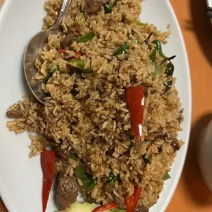 Spicy fried rice with beef