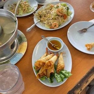 Golden shrimp and shrimp chow mein.