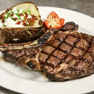 a steak and a baked potato