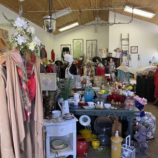 Inside looking toward the back. Look high and low to see all the fun items.