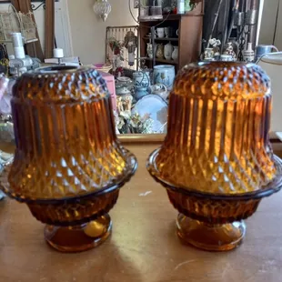 Vintage amber fairy lamps.