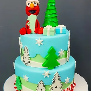 Elmo&apos;s Winter Wonderland Cake