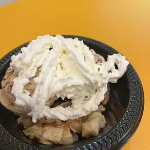 Waffle and coffee ice cream