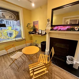 Seating area with table and chairs