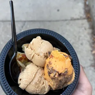 Pittsburgh pride and pumpkin pie ice cream on a waffle