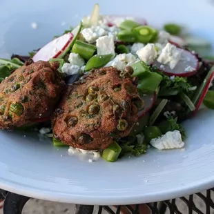 pea fritters salad