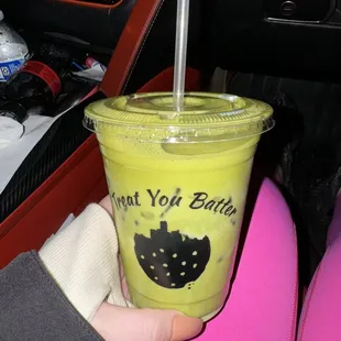 Iced lavender matcha latte