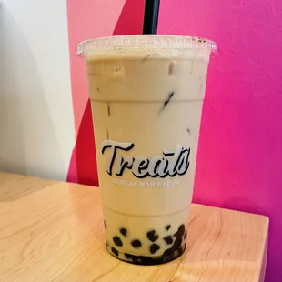 Pumpkin spice milk tea w/ Brown sugar pumpkin spice pearls