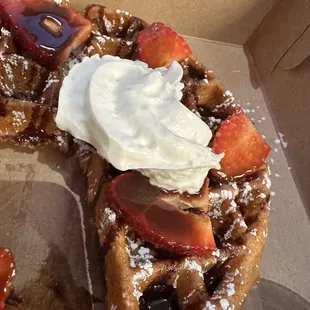 Strawberry with waffles
