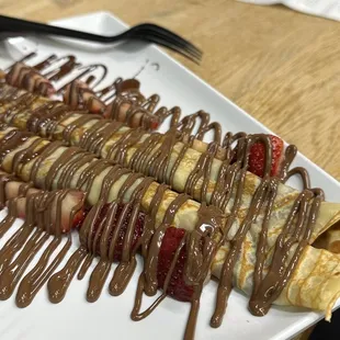 nutella crepe with strawberries