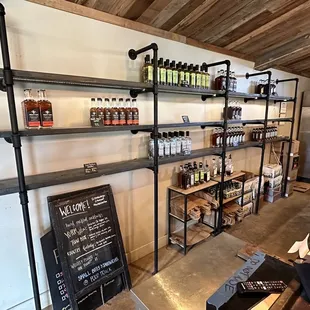 shelves of liquor in a store