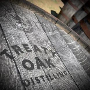 One of the barrels at the distillery