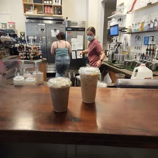 two people in a coffee shop