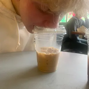 boo enjoying coffee.