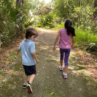 My kids walking one of the trails.