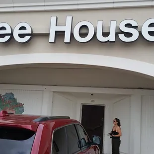 a woman standing outside