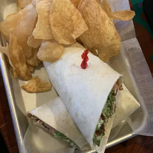 a sandwich and chips