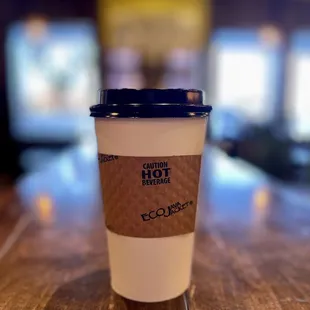 a coffee cup on a table