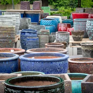 a variety of pots