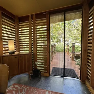 Inside private tree house pod