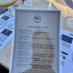 Cocktails menu -- the Moscow Mule and Ginger Whiskey Smash were my favorites