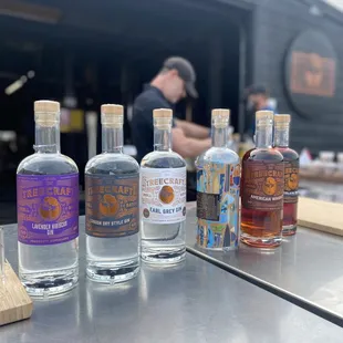 a variety of bottles of gin