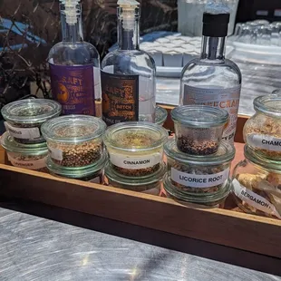 a selection of bottles and jars