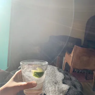 Happy hour marg and rustic charm.